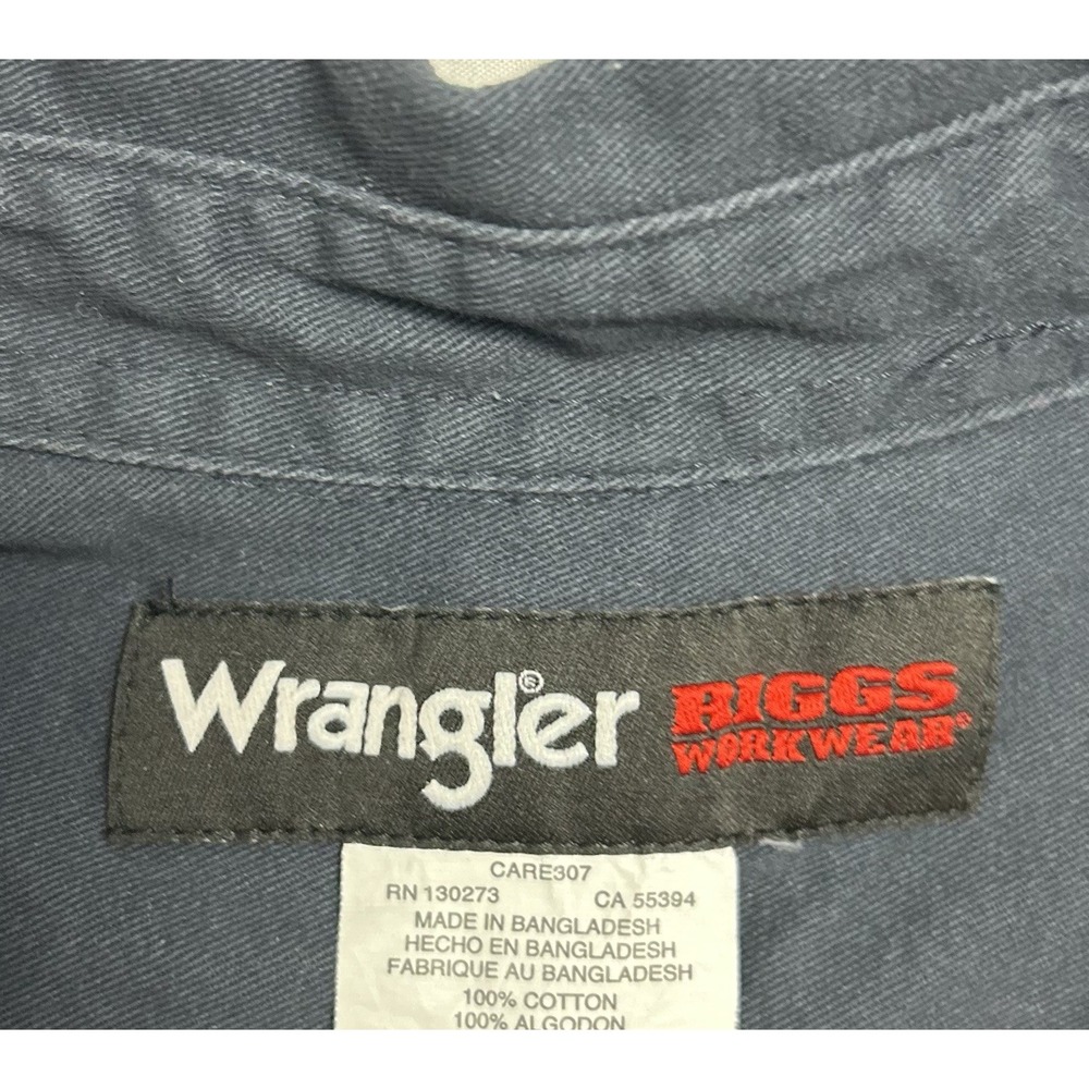 Wrangler Riggs Workwear Heavy Work Shirt Long Sleeve Navy Blue Gorpcore Mens 3XT - Picture 5 of 14